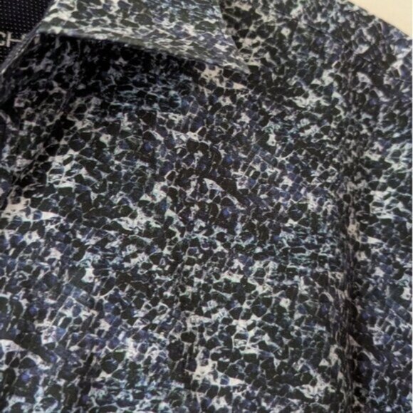 Bugatchi 100% cotton speckled abstract print button down dress shirt - Picture 2 of 7